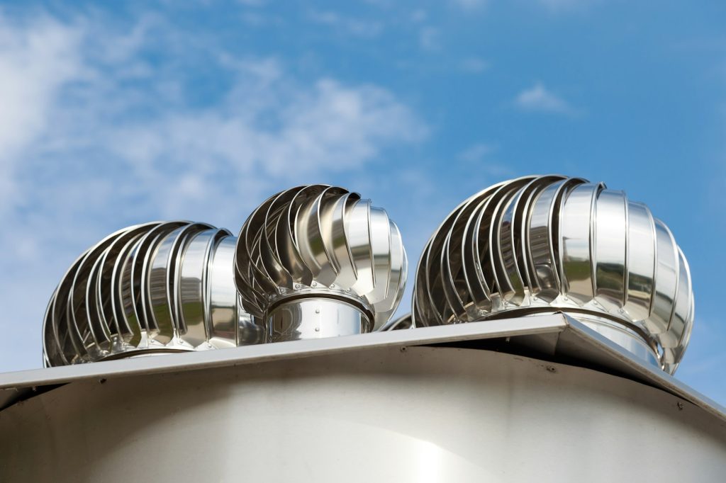 ventilation system against the blue sky